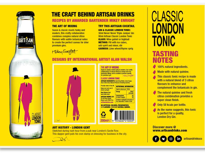 Artisan Classic London Tonic 200ml tasting notes and spec.  