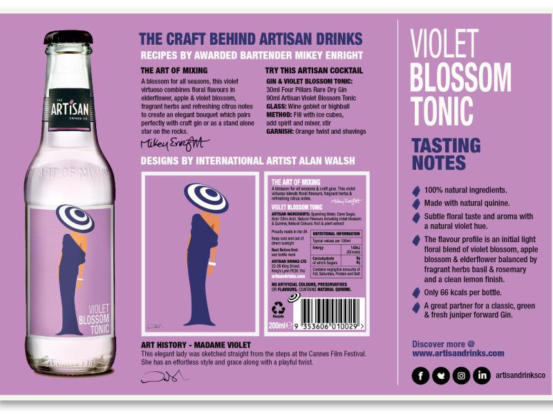 Artisan Violet Blossom Tonic tasting notes and spec.  